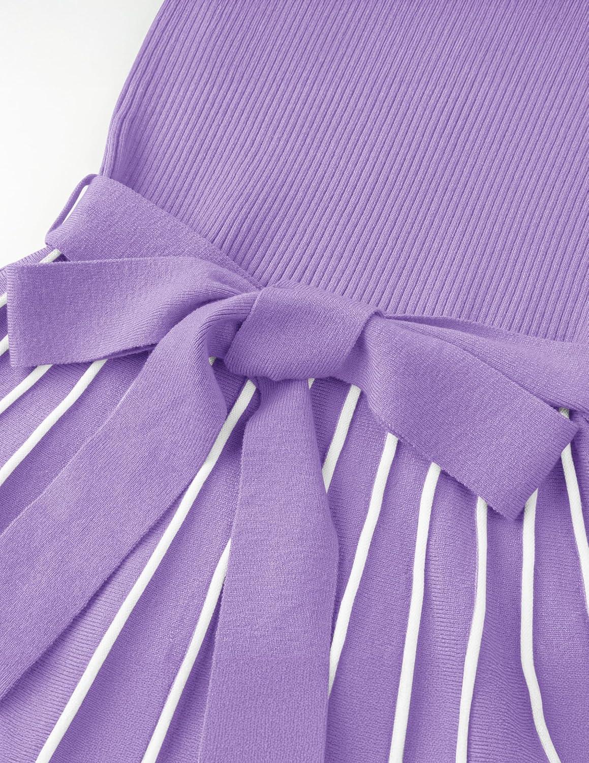 imageZESICA Womens Summer Sleeveless Maxi Dress 2026 Crewneck Ribbed Knit Tie Waist Casual A Line Sweater DressesPurple