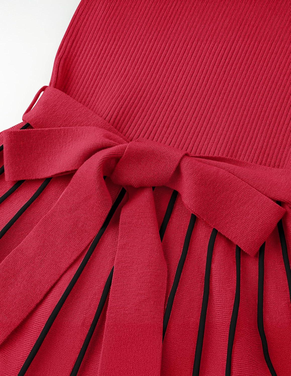 imageZESICA Womens Summer Sleeveless Maxi Dress 2026 Crewneck Ribbed Knit Tie Waist Casual A Line Sweater DressesRed