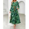 ZESICA Spring Dresses for Women 2026 Long Sleeve Boho Floral V Neck Empire Waist A Line Casual Flowy Wedding Guest Maxi Dress(Turquoise)
