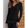 ZESICA Sweaters for Women 2026 Spring Long Sleeve V Neck Ribbed Knit Pullover Tops Casual Slim Fit Basic Tee Shirts(Black)
