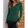 ZESICA Sweaters for Women 2026 Spring Long Sleeve V Neck Ribbed Knit Pullover Tops Casual Slim Fit Basic Tee Shirts(Darkgreen)