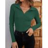 ZESICA Sweaters for Women 2026 Spring Long Sleeve V Neck Ribbed Knit Pullover Tops Casual Slim Fit Basic Tee Shirts(Darkgreen)
