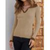 ZESICA Sweaters for Women 2026 Spring Long Sleeve V Neck Ribbed Knit Pullover Tops Casual Slim Fit Basic Tee Shirts(Khaki)