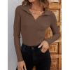 ZESICA Sweaters for Women 2026 Spring Long Sleeve V Neck Ribbed Knit Pullover Tops Casual Slim Fit Basic Tee Shirts(Mocha)