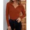 ZESICA Sweaters for Women 2026 Spring Long Sleeve V Neck Ribbed Knit Pullover Tops Casual Slim Fit Basic Tee Shirts(Rust)