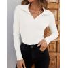 ZESICA Sweaters for Women 2026 Spring Long Sleeve V Neck Ribbed Knit Pullover Tops Casual Slim Fit Basic Tee Shirts(White)