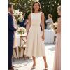 ZESICA Women Summer Sleeveless Midi Dresses 2026 Elegant Boat Neck A Line Tie Waist Spring Cocktail Party Dress(Apricot)