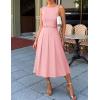 ZESICA Women Summer Sleeveless Midi Dresses 2026 Elegant Boat Neck A Line Tie Waist Spring Cocktail Party Dress(Pink)