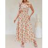 ZESICA Women’s 2026 Boho Floral Sleeveless Maxi Dress Ruffle One Shoulder Elatsic High Waist Beach Party Long Dresses(Apricot)