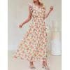 ZESICA Women’s 2026 Boho Floral Sleeveless Maxi Dress Ruffle One Shoulder Elatsic High Waist Beach Party Long Dresses(Apricot)