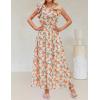 ZESICA Women’s 2026 Boho Floral Sleeveless Maxi Dress Ruffle One Shoulder Elatsic High Waist Beach Party Long Dresses(Apricot)