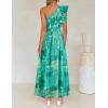 ZESICA Women’s 2026 Boho Floral Sleeveless Maxi Dress Ruffle One Shoulder Elatsic High Waist Beach Party Long Dresses(Green)