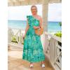 ZESICA Women’s 2026 Boho Floral Sleeveless Maxi Dress Ruffle One Shoulder Elatsic High Waist Beach Party Long Dresses(Green)
