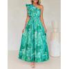 ZESICA Women’s 2026 Boho Floral Sleeveless Maxi Dress Ruffle One Shoulder Elatsic High Waist Beach Party Long Dresses(Green)