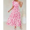 ZESICA Women’s 2026 Boho Floral Sleeveless Maxi Dress Ruffle One Shoulder Elatsic High Waist Beach Party Long Dresses(Hot Pink)