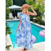 ZESICA Women’s 2026 Boho Floral Sleeveless Maxi Dress Ruffle One Shoulder Elatsic High Waist Beach Party Long Dresses(Light Blue)