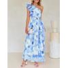 ZESICA Women’s 2026 Boho Floral Sleeveless Maxi Dress Ruffle One Shoulder Elatsic High Waist Beach Party Long Dresses(Light Blue)