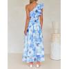 ZESICA Women’s 2026 Boho Floral Sleeveless Maxi Dress Ruffle One Shoulder Elatsic High Waist Beach Party Long Dresses(Light Blue)