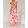 ZESICA Women’s 2026 Boho Floral Sleeveless Maxi Dress Ruffle One Shoulder Elatsic High Waist Beach Party Long Dresses(Orange)