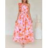 ZESICA Women’s 2026 Boho Floral Sleeveless Maxi Dress Ruffle One Shoulder Elatsic High Waist Beach Party Long Dresses(Orange)