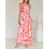 ZESICA Women’s 2026 Boho Floral Sleeveless Maxi Dress Ruffle One Shoulder Elatsic High Waist Beach Party Long Dresses(Orange)