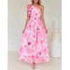 ZESICA Women’s 2026 Boho Floral Sleeveless Maxi Dress Ruffle One Shoulder Elatsic High Waist Beach Party Long Dresses(Pink)