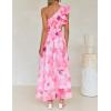 ZESICA Women’s 2026 Boho Floral Sleeveless Maxi Dress Ruffle One Shoulder Elatsic High Waist Beach Party Long Dresses(Pink)