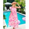 ZESICA Women’s 2026 Boho Floral Sleeveless Maxi Dress Ruffle One Shoulder Elatsic High Waist Beach Party Long Dresses(Pink)