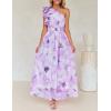 ZESICA Women’s 2026 Boho Floral Sleeveless Maxi Dress Ruffle One Shoulder Elatsic High Waist Beach Party Long Dresses(Purple)