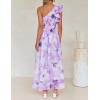 ZESICA Women’s 2026 Boho Floral Sleeveless Maxi Dress Ruffle One Shoulder Elatsic High Waist Beach Party Long Dresses(Purple)