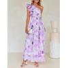 ZESICA Women’s 2026 Boho Floral Sleeveless Maxi Dress Ruffle One Shoulder Elatsic High Waist Beach Party Long Dresses(Purple)
