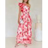 ZESICA Women’s 2026 Boho Floral Sleeveless Maxi Dress Ruffle One Shoulder Elatsic High Waist Beach Party Long Dresses(Red)