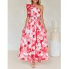 ZESICA Women’s 2026 Boho Floral Sleeveless Maxi Dress Ruffle One Shoulder Elatsic High Waist Beach Party Long Dresses(Red)