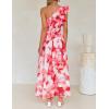 ZESICA Women’s 2026 Boho Floral Sleeveless Maxi Dress Ruffle One Shoulder Elatsic High Waist Beach Party Long Dresses(Red)