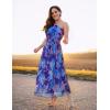 ZESICA Women’s 2026 Boho Floral Sleeveless Maxi Dress Ruffle One Shoulder Elatsic High Waist Beach Party Long Dresses(Royal Blue)