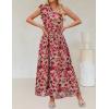 ZESICA Women’s 2026 Boho Floral Sleeveless Maxi Dress Ruffle One Shoulder Elatsic High Waist Beach Party Long Dresses(Vintage Pink)