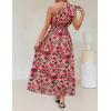 ZESICA Women’s 2026 Boho Floral Sleeveless Maxi Dress Ruffle One Shoulder Elatsic High Waist Beach Party Long Dresses(Vintage Pink)
