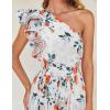 ZESICA Women’s 2026 Boho Floral Sleeveless Maxi Dress Ruffle One Shoulder Elatsic High Waist Beach Party Long Dresses(White)