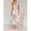 ZESICA Women’s 2026 Boho Floral Sleeveless Maxi Dress Ruffle One Shoulder Elatsic High Waist Beach Party Long Dresses(White)