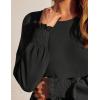 ZESICA Women’s 2026 Fall Long Sleeve Dress Crewneck Casual Loose Pleated Tiered Swing Midi Dresses with Pockets(Black)