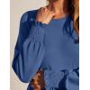 ZESICA Women’s 2026 Fall Long Sleeve Dress Crewneck Casual Loose Pleated Tiered Swing Midi Dresses with Pockets(Dustyblue)