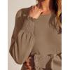 ZESICA Women’s 2026 Fall Long Sleeve Dress Crewneck Casual Loose Pleated Tiered Swing Midi Dresses with Pockets(Khaki)