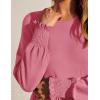 ZESICA Women’s 2026 Fall Long Sleeve Dress Crewneck Casual Loose Pleated Tiered Swing Midi Dresses with Pockets(Pink)