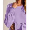 ZESICA Women’s 2026 Fall Long Sleeve Dress Crewneck Casual Loose Pleated Tiered Swing Midi Dresses with Pockets(Purple)