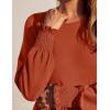 ZESICA Women’s 2026 Fall Long Sleeve Dress Crewneck Casual Loose Pleated Tiered Swing Midi Dresses with Pockets(Rust)
