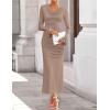 ZESICA Women’s 2026 Fall Long Sleeve Ruched Knit Bodycon Maxi Dress Cowl Neck Back Slit Formal Wedding Guest Cocktail Dresses(Khaki)