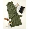 ZESICA Women’s 2026 Fashion Satin Sleeveless Halter Neck Tie Waist Wrap Bodycon Cocktail Party Mini Dress(Armygreen)