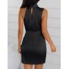 ZESICA Women’s 2026 Fashion Satin Sleeveless Halter Neck Tie Waist Wrap Bodycon Cocktail Party Mini Dress(Black)