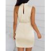 ZESICA Women’s 2026 Fashion Satin Sleeveless Halter Neck Tie Waist Wrap Bodycon Cocktail Party Mini Dress(Champagne)