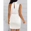 ZESICA Women’s 2026 Fashion Satin Sleeveless Halter Neck Tie Waist Wrap Bodycon Cocktail Party Mini Dress(Ivory)